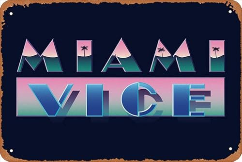 AOCMRJF Miami Vice Logo, verschiedene Poster, 20,3 x 30,5 cm, Vintage-Blechschild für Zuhause, Bar, Kneipe, Garage, Dekoration, Geschenke, CAOJB11SAA35