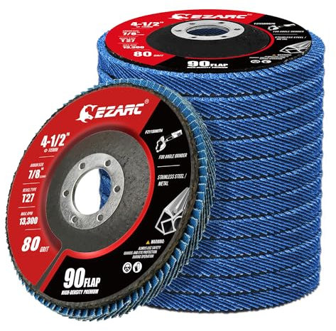 EZARC Fächerscheiben 115mm mit 80er-Körnung, T27, hochdichte Jumbo-Zirkonia-Schleifscheibe zum Entrosten, Finishing, Schleifen, Entgraten, 12 Stück