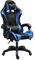 BAKAJI Sedia Poltrona Gaming Scrivana Ufficio Casa in Ecopelle Schienale Reclinabile Cuscino Lombare Poggiatesta Rotazione 360 Gradi Direzionale Altezza Regolabile Base 5 Ruote (Nero e Blu)