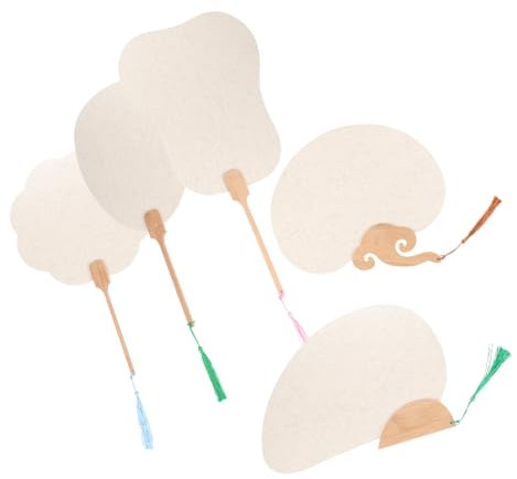 HAWILLOSCH 5pcs Uchiwa Fan Making Round Fan Chinese Paper Fans Handheld DIY Painting Paper Fan DIY Paper Fans Creative Fan Graffiti Fans Paper Fans Bulk Hand Fans Wooden Beige