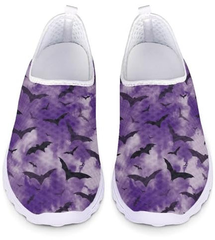 Scarpe da corsa da donna leggere scarpe da tennis antiscivolo scarpe da ginnastica scarpe da allenamento da passeggio, Halloween viola, 45 EU