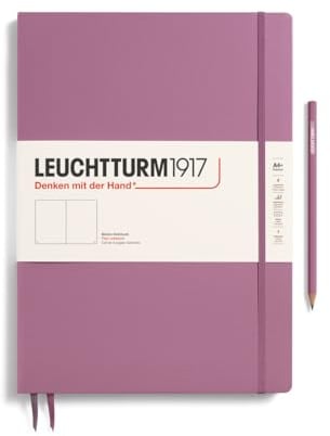 LEUCHTTURM1917 372337 Notizbuch Master Slim A4+, Hardcover Schreibbuch, 123 nummerierte Seiten, Dusty Rose, blanko