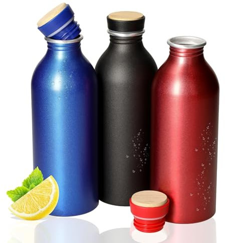 Trinkflasche Kohlensäure geeignet 650 ml - auslaufsichere Wasserflasche - BPA-frei, bruchsicher und geschmacksneutral - Trinkflasche Kinder & Erwachsene - perfekt für den Alltag, Farbe:rot/natur
