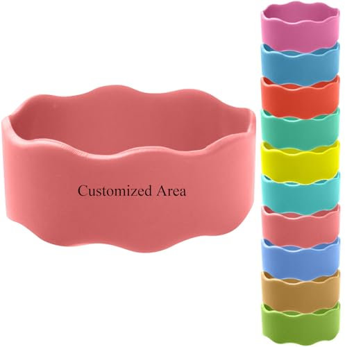 Personalized Custom Cup Sleeve, Food Grade Silicone Bottle Coffee Cup Sleeve, Heat-Resistant Reusable Mug Protector, Engraved Bottle Strips, Waterproof Handle Strap (Pink)