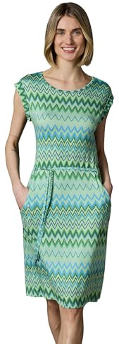 Ragwear Damen bequemes Sommerkleid Kurzarm Midikleid Gemustert mit Stoffgürtel Taggien Print YOUMODO Aqua Gr. XS