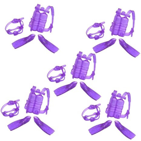 BESPORTBLE Puppentauchset 5 Stück Kunststoff Schnorchelausrüstung Für Puppen Authentische Taucherbrille Sauerstoffflasche Und Flossen Für Wasserspielzeug Und Puppenverkleidung