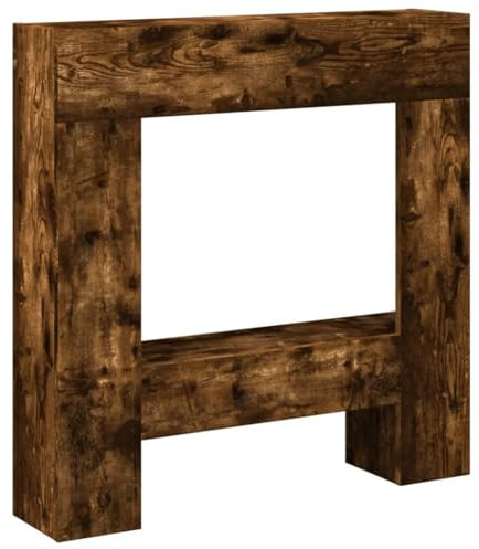 Marco para chimenea de roble ahumado, 81 x 18 x 82 cm, de material de madera, protege las paredes del calor para chimeneas y estufas de leña, duradero y elegante