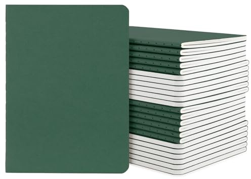 Yarotm A6 Hefte Blanko - 24 stk Notizbuch A6 Unliniert - 30 Blatt Kraft Notebooks Set Dunkelgrün Softcover 10x14cm Notizblock - 100GSM Papier Notizheft Blanko Heften Block