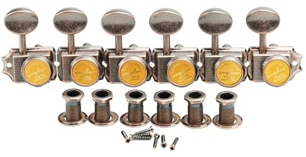 Guyker 6-in-line Vintage Guitar Lock String Tuners – Locking Tuning Key Pegs Machine Heads Replacement Parts for ST TL Style Electric Guitars Gear Ratio 1:15 – 136SP, Bronze
