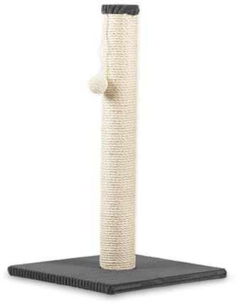 Rohrschneider RS 22384 Katzenbaum mit Sisalstamm, Spielkugel, Cordbezug, 36x36x64 cm, MDF, für Katzen (Dunkelgrau)