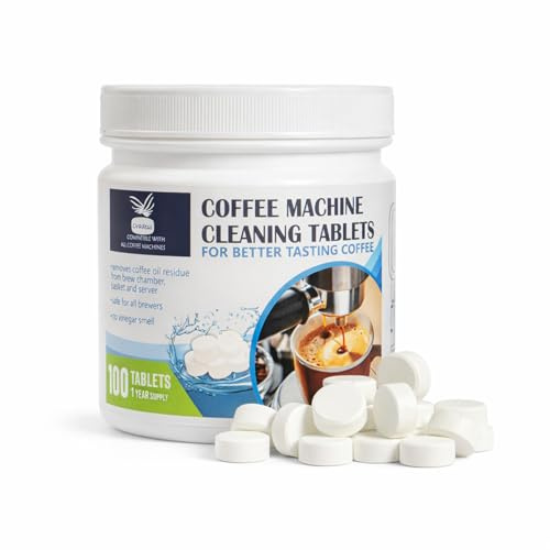 100 Pcs Espresso Machine Cleaning Tablets Daily Backflush Cleaner Group Head Oil Remover, Compatible with Sage, Breville, DeLonghi, Gaggia, Bosch Tassimo, Dolce Gusto (100pcs)
