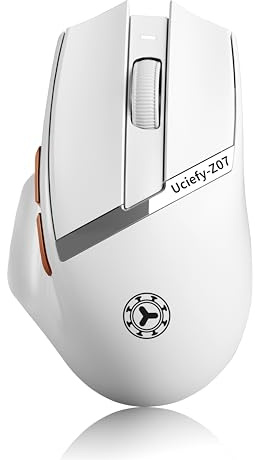 Uciefy Z07 Bluetooth Wireless Mouse for Laptop, USB C Rechargeable - White | 2.4GHz&BT5.1, 70g Lightweight, Ergonomic, Side Buttons, 1600 DPI, USB Receiver, Charging Indicator, Type C Adapter, Cordless
