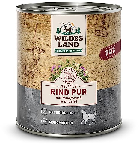 Wildes Land Hundefutter Nassfutter Rind PUR 800g (1 x 800g)