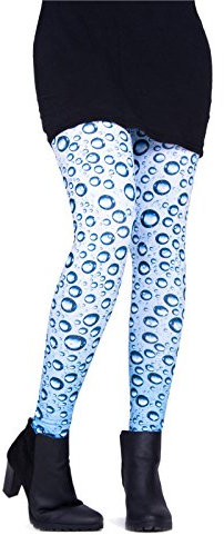 cosey - Bedruckte Bunte Leggins (Einheitsgröße) Verschiedene Leggings Designs, Waterdrops, Einheitsgröße