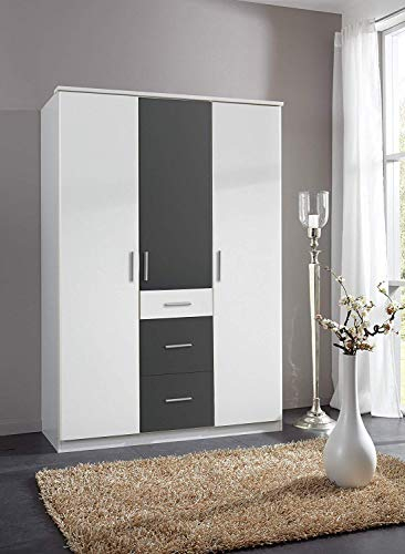 Wimex Kleiderschrank/ Drehtürenschrank Joker, (B/H/T) 135 x 198 x 124 cm, Weiß/ Absetzung Anthrazit