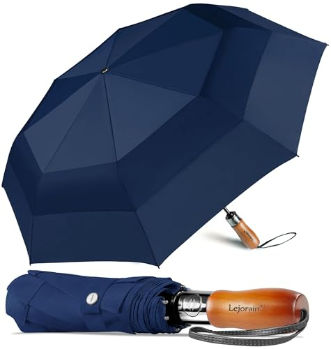Lejorain Regenschirm XXL Sturmfest Automatischer Faltschirm Taschenschirm 137cm- Kompakter Falt Reise Golf Umbrella, 210T Nylon