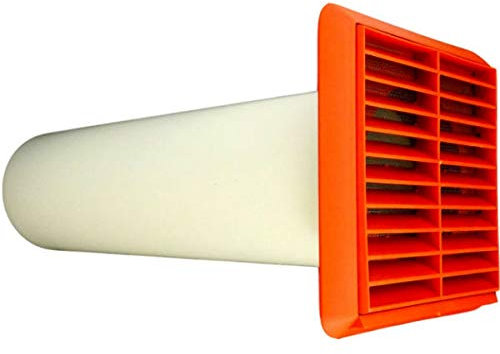 Through Wall Fan Vent Grille Cover & Solid Ducting Pipe Kit 100mm for Extractor Fan (Terracotta)