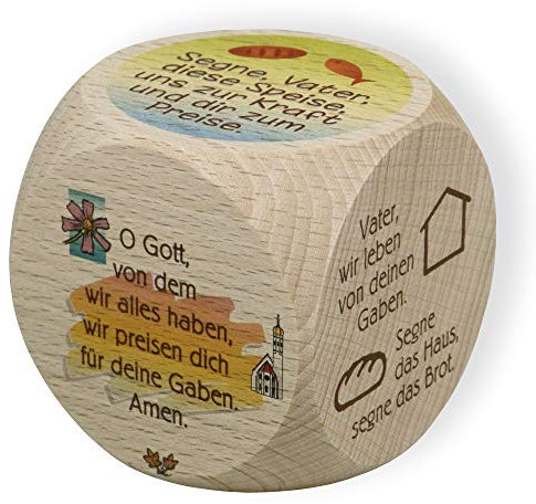 Christliche Geschenkideen Gebetswürfel - Natur Holz - 6 cm - Tischspiel - Religion - 12+ bis 36 Jahre - All Ages