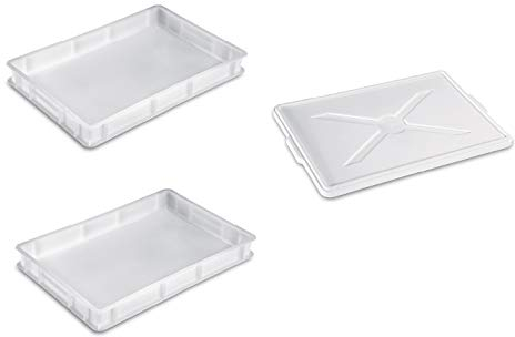 occhioalprezzo 2 Cassette BACINELLE 1 Raschietto Alimenti 60X40X10 Impasto Pizza con 1 Coperchio