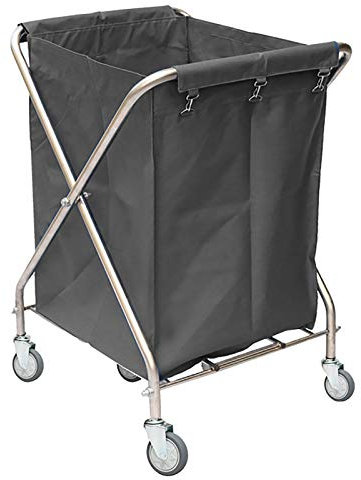 Carrito Plegable con Bolsa para Ropa, Lavandería Carro de Servicio Extraíble para Trabajo Pesado, Canasta de Lavandería con Ruedas con Cerradura, Servicio de Limpieza, Lavanderia, Hoteles, Catering