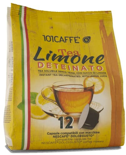 101CAFFE' Tea Deteinato al limone | Confezione da 12 capsule compatibile con Nescafe DolceGusto