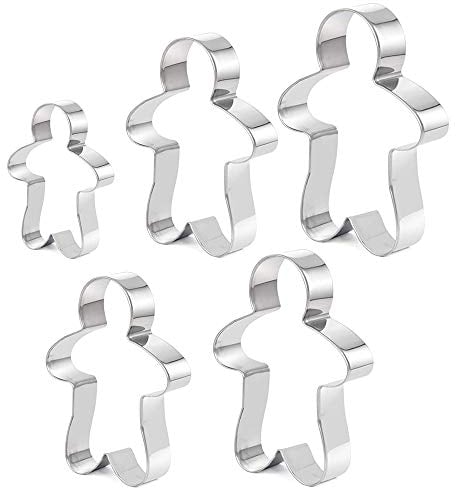 5 Pcs Ginger Bread Man Cookie Cutters Stainless Steel Gingerbread Boy Cutte for Biscuit Cutter