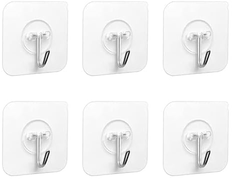 Ganchos Adhesivos Para Pared - 6 Piezas Gancho Adhesivo de 5 Kg (MáX.), Para Cocina, Colgar, Pared, Puerta, Albornoces, Colgador Toalla Baño Adhesivo (6 Piezas)
