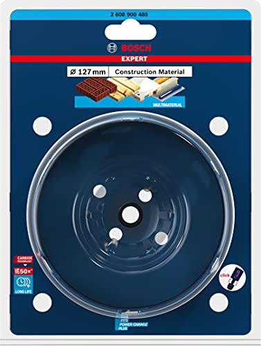 Bosch 1x EXPERT Construction Material Hole Saw (for Softwood, Chipboard, Ø 127 mm, Professional Accessory Rotary Drill/Drivers)