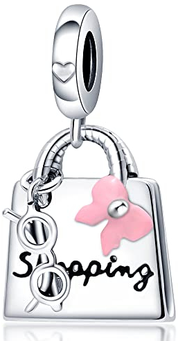 Pandach Ciondolo in Argento Sterling 925 Charm Bead Compatibile con Bracciale e Collane Europei da Donna,Perline Intarsio con Zircone Chiaro, Gioielli per Ragazze Perline Regali