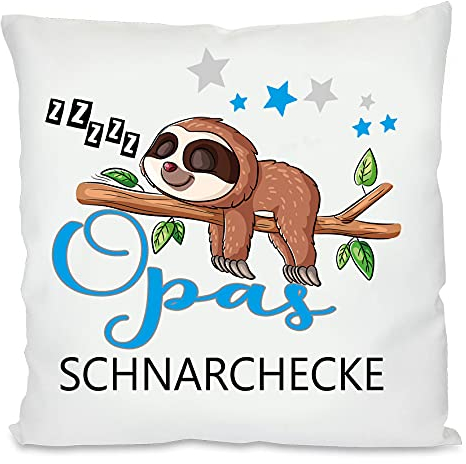 Opas & Omas Schnarchecke Kuschelkissen |Geschenk| Großeltern| Fotokissen | Motivkissen | bedrucktes Kissen | Baumwolle | Kissen | Motivkissen (Opas, mit Kissenfüllung)