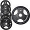 Olympic Weight Plate Tri Grip Disc Rubber Coated Cast Iron Weights Plate Set Solid Lifting Plates 3 Handles Portable Vinyl for Deadlift Barbell Dumbbell Bars Strength Training Home Gym Fitness Workout
