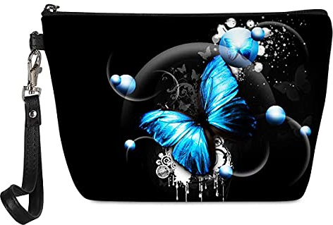 chaqlin Kosmetiktasche für unterwegs, tragbar, mit Dackel-Motiv, multifunktional, Neonfarbene Schmetterlinge, Einheitsgröße, Kulturtasche