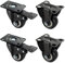 LOVEM 4 Roues pour Meubles Noir roues pour lourde charge 100KG par Roulette,Ø 38mm | Hauteur Totale: 60mm,Polyuréthane | Tôle D'acier Galvanisée | Double Roulement à Billes (38mm,2 frein+2 fixe)
