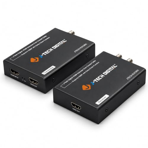 J-Tech Digital HDMI Over Coax Coaxial Daisy Chain Extender 900 FT RG6 / RG7 / RG11 1080p for CCTV, DVR, Cable Set Top Box [JTECH-EXC900]