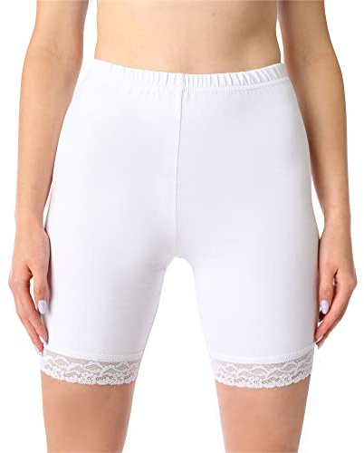 Bellivalini Damen Kurze Leggings aus Bio-Baumwolle mit Spitze für Tunika BLV50-225
