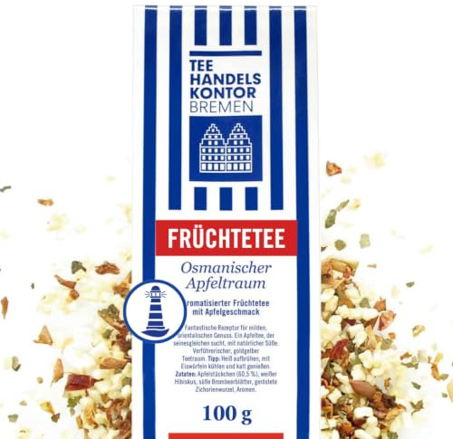 Hochwertiger Früchtetee lose Osmanischer Apfeltraum 100 g mild orientalisch | Natürliche Süße, Goldgelbe Tasse, Orientalische Rezeptur, Ohne künstliche Zusätze