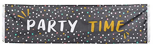 Boland 50353 - Banner aus Polyester Party Time, 50 x 180 cm, Partydekoration, Dekoration für Silvester oder Geburtstag