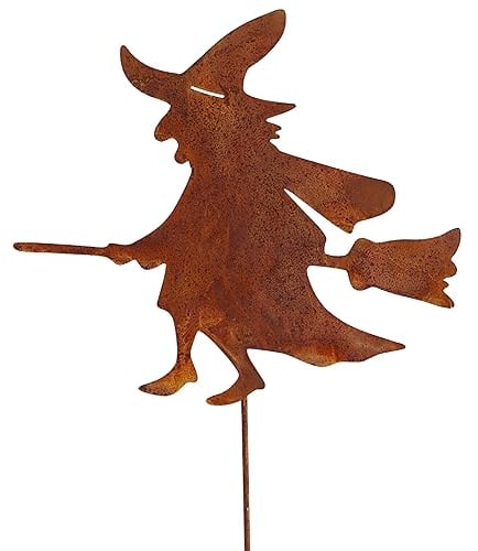 Rostikal Gartenstecker Rost Hexen Deko Figur 16 x 19 Metall Gartendeko Stecker Hexe
