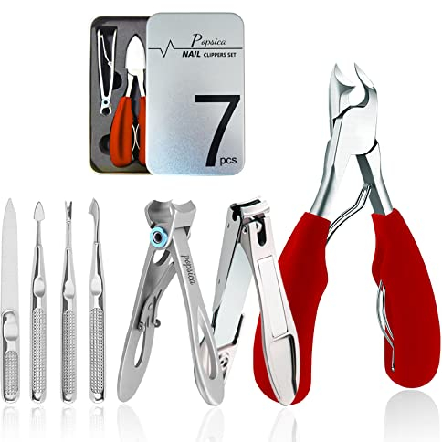 Coupe Ongle, Pinces à ongles épais, Toe Nail Clippers for Thick Nail Toenail Ingrown Podiatrist for Men Adult Seniors (Red)