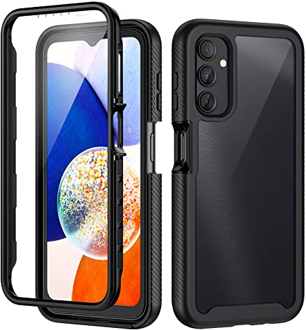 seacosmo Coque pour Samsung A14, Coque Galaxy A14 Antichoc Housse avec Protecteur d'écran, 360° Protection Étui Bumper Portable Robuste Intégrale Case Etui Coque pour Samsung Galaxy A14 4G/5G- Noir