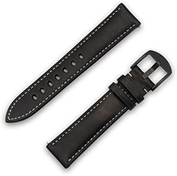 JT Berlin Charlie Ersatz-Armband (20mm) für Samsung Galaxy Watch/Amazfit/Garmin Forerunner (Handgefertigt in Deutschland, Leder/Nytech Ersatzband, Edelstahl) schwarz/schwarz