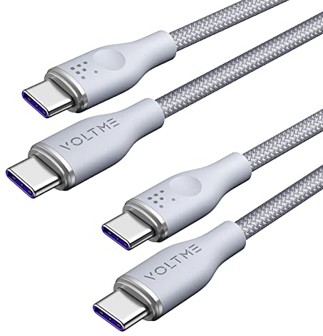VOLTME Lot de 2 Câble USB C vers USB C PD 5A 100W Nylon Tressé 1,0m, RUGG Cable USB-C Type C Charge Rapide Compatible avec MacBook, MateBook pro, Pixel 7/6 Pro/5/4XL, iPad Pro, Galaxy, etc (gris)