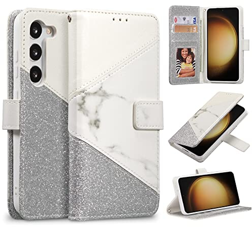 ZCDAYE Hülle für Samsung Galaxy A54 5G mit Kartenfach - Leder Handyhülle Magnetische Klapphülle, Schutzhülle Colour-Blocking Handytasche, Weiß
