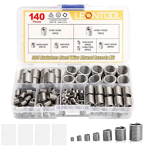 LEONTOOL 140 Pcs Wire Thread Inserts Kit, Metric Helical Type Coiled Wire