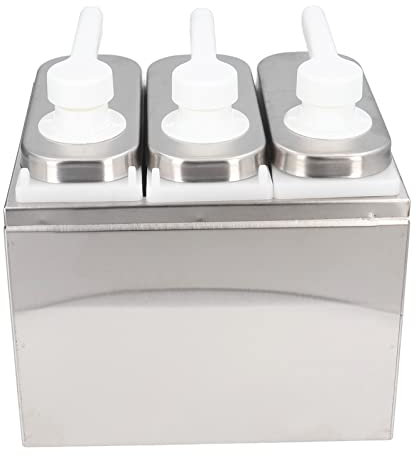 Saucenspender 1 L, Abnehmbarer Ketchup, Salatdressing, Sojaessig, Mayonnaise für Küche, Restaurant (3 Pumpen), Saucenpumpe, Marmelade, Würzmittel mit Boden, Quetschbehälter, (3