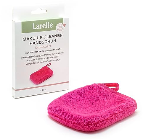 Larelle Make-Up Cleaner Handschuh 1 Stück, GRS-Mikrofaser aus recycelten PET-Flaschen, Sanfte Pflege & Reinigung für das Gesicht, Schonende Entfernung von Make-Up nur mit Wasser