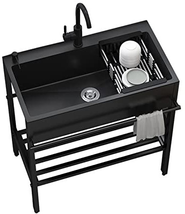 Évier utilitaire en acier inoxydable à cuve unique avec robinet, évier utilitaire sur pied pour restaurant, cuisine, buanderie, garage, extérieur