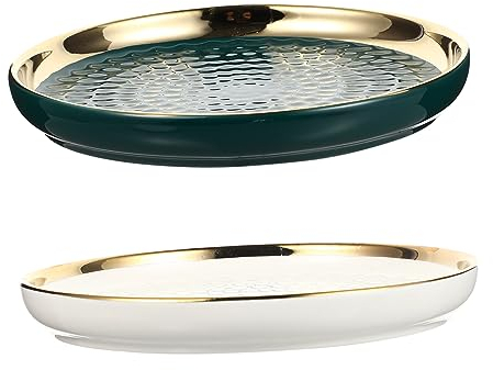 Milisten 2pcs Ceramic Cake Pan Ceramic Cake Plate Salad Bowls Ceramic Serving Platter Pasta Pan Ceramic Serving Plate Ceramic Jewelry Fruit Bowl Steak Snack Ceramics Plate with