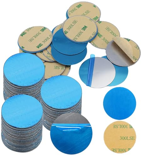 PUERFOCA 200 Pcs Self-Adhesive Metal Plates for Tonie Figures, Metal Plates for Magnets, Round Adhesive Base for Magnets, Ultra Thin Magnetic Plate for Mobile Phone Holder