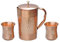 HealthGoodsIn Wasserkrug aus reinem Kupfer mit 2 Kupfergläsern (gehämmertes und schlichtes Muster) für Ayurveda-Gesundheitsvorteile (mit gebogenem Glas), CU-77
